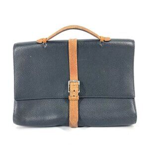 HERMES Bag Etrivert document Hand Bag Business bag Fjord Black/Brown